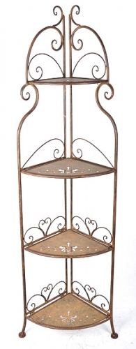 4-tier Rustic Metal Folding Corner Shelf